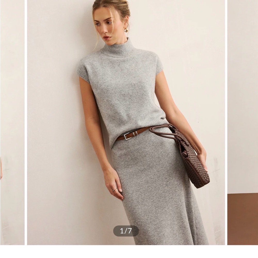 Commense Grey Knit Sleeveless Turtleneck